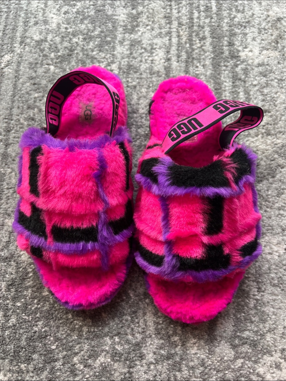 UGG Fluff Yeah Size 7 Pink & Purple Fuzzy Slides